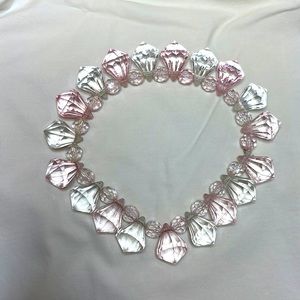 Cute pink & clear Diamond dog collar necklace